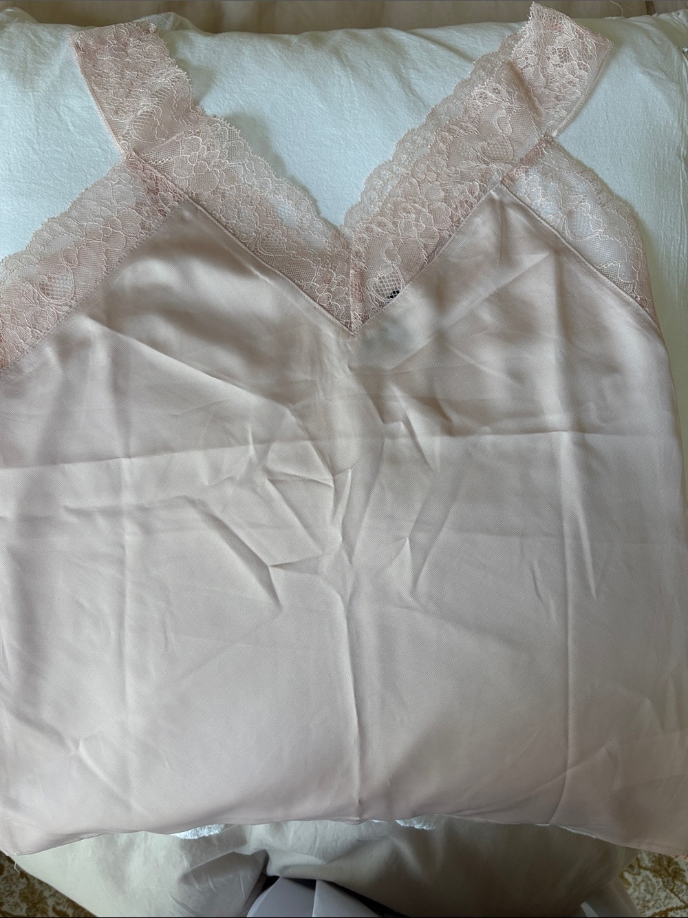 Express Pale Blush Lace-Trim Satin Chemise
